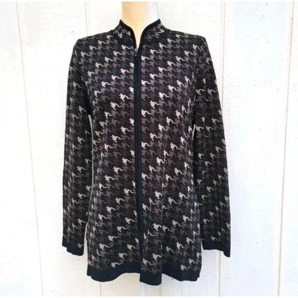 exclusively misook hounds tooth knit jacket Wmns Sz small - Picture 1 of 3